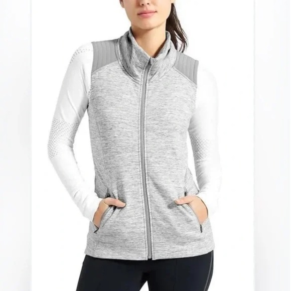 Athleta Jackets & Blazers - Athleta Stronger Gray Heather Zip Up Vest Women’s Size Large
